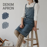 Denim Apron for Women and Men - Adjustable Cross-over Straps with Pockets, Suitable for Florist, Kitchen, Tools etc. Apron