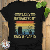 Distracted By Cats & Plants T-Shirt Black / S T-Shirt