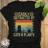 Distracted By Cats & Plants T-Shirt Black / S T-Shirt