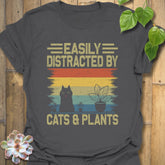 Distracted By Cats & Plants T-Shirt Charcoal / S T-Shirt