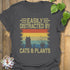 Distracted By Cats & Plants T-Shirt Charcoal / S T-Shirt