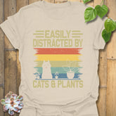 Distracted By Cats & Plants T-Shirt Natural / S T-Shirt