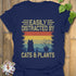 Distracted By Cats & Plants T-Shirt Navy / S T-Shirt