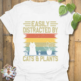 Distracted By Cats & Plants T-Shirt White / S T-Shirt