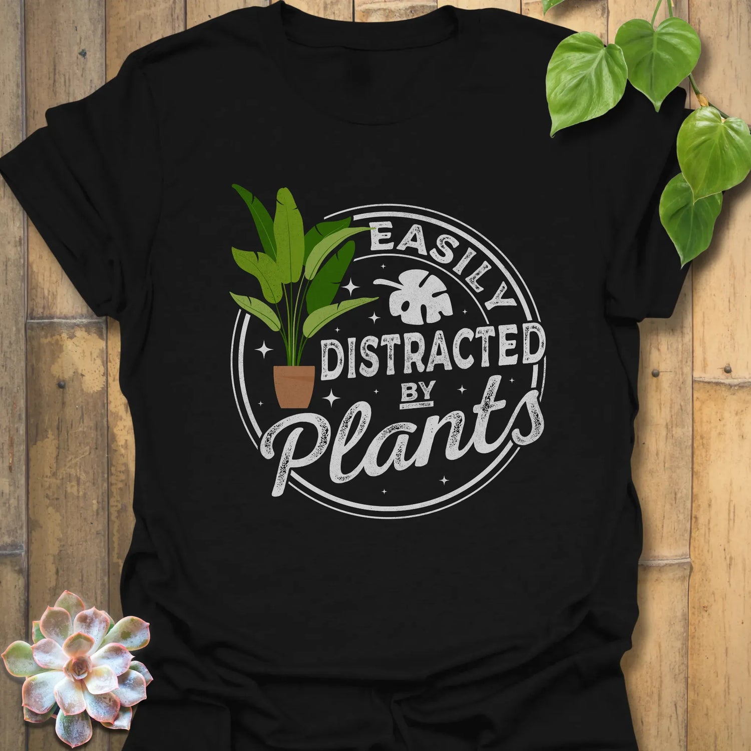 Distracted By Plants T-shirt Black / S T-Shirt