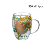 Double Wall Glass Cup - Heat Resistant Coffee & Tea Mug 1pcs 350ml D / 250-350ml Glass Cup