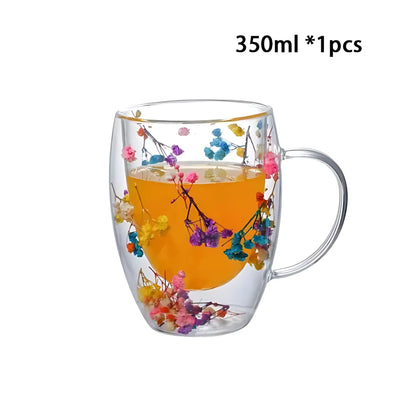 Double Wall Glass Cup - Heat Resistant Coffee &amp; Tea Mug 1pcs 350ml E / 250-350ml Glass Cup