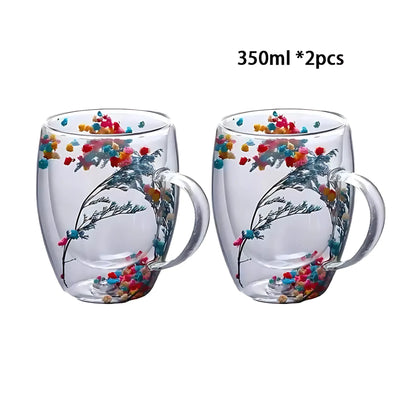 Double Wall Glass Cup - Heat Resistant Coffee &amp; Tea Mug 2pcs 350ml B / 250-350ml Glass Cup