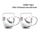 Double Wall Glass Cup - Heat Resistant Coffee & Tea Mug 2pcs 350ml C / 250-350ml Glass Cup