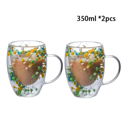 Double Wall Glass Cup - Heat Resistant Coffee &amp; Tea Mug 2pcs 350ml D / 250-350ml Glass Cup