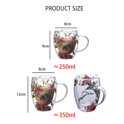 Double Wall Glass Cup - Heat Resistant Coffee &amp; Tea Mug Glass Cup
