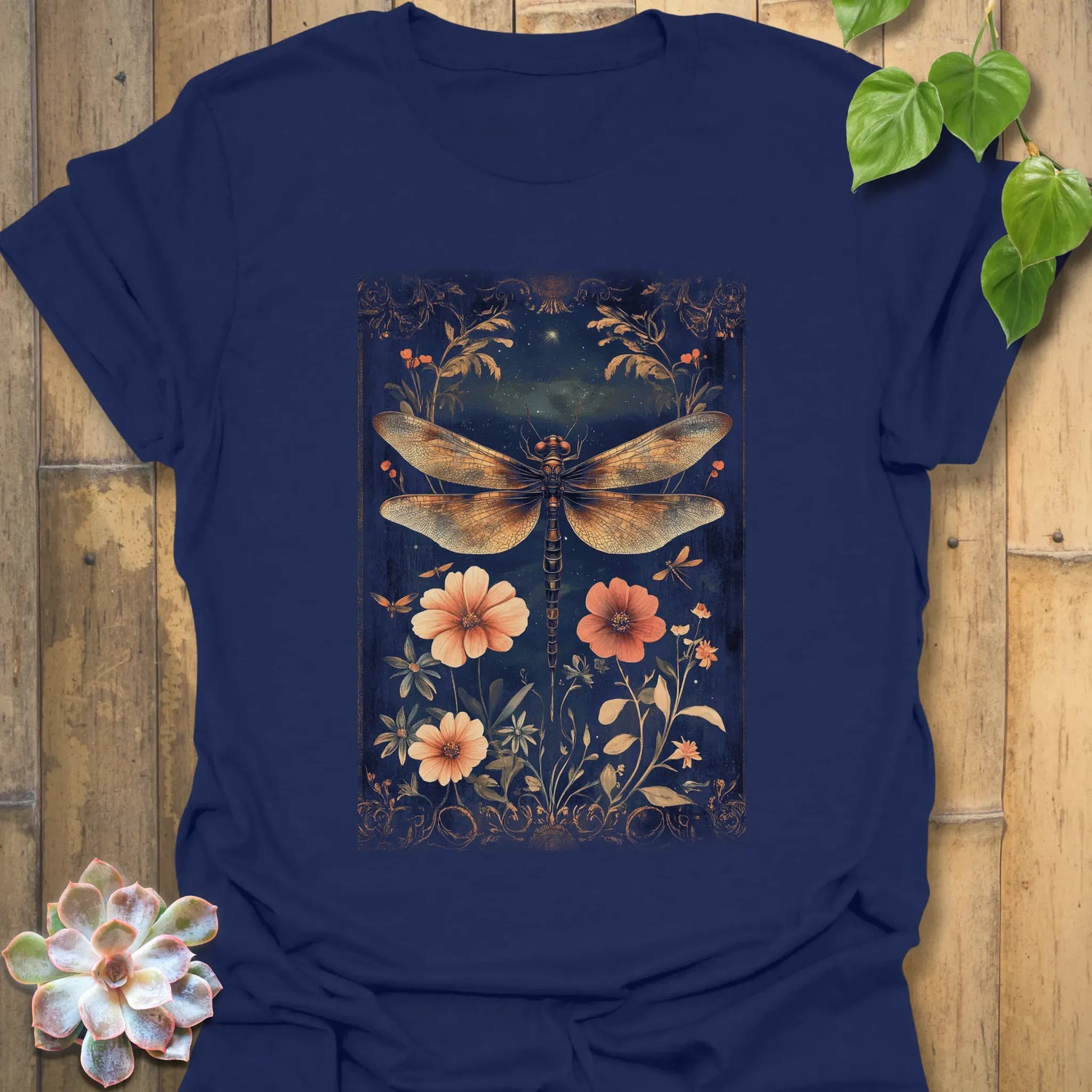 Dragonfly Garden T-Shirt Navy / S T-Shirt