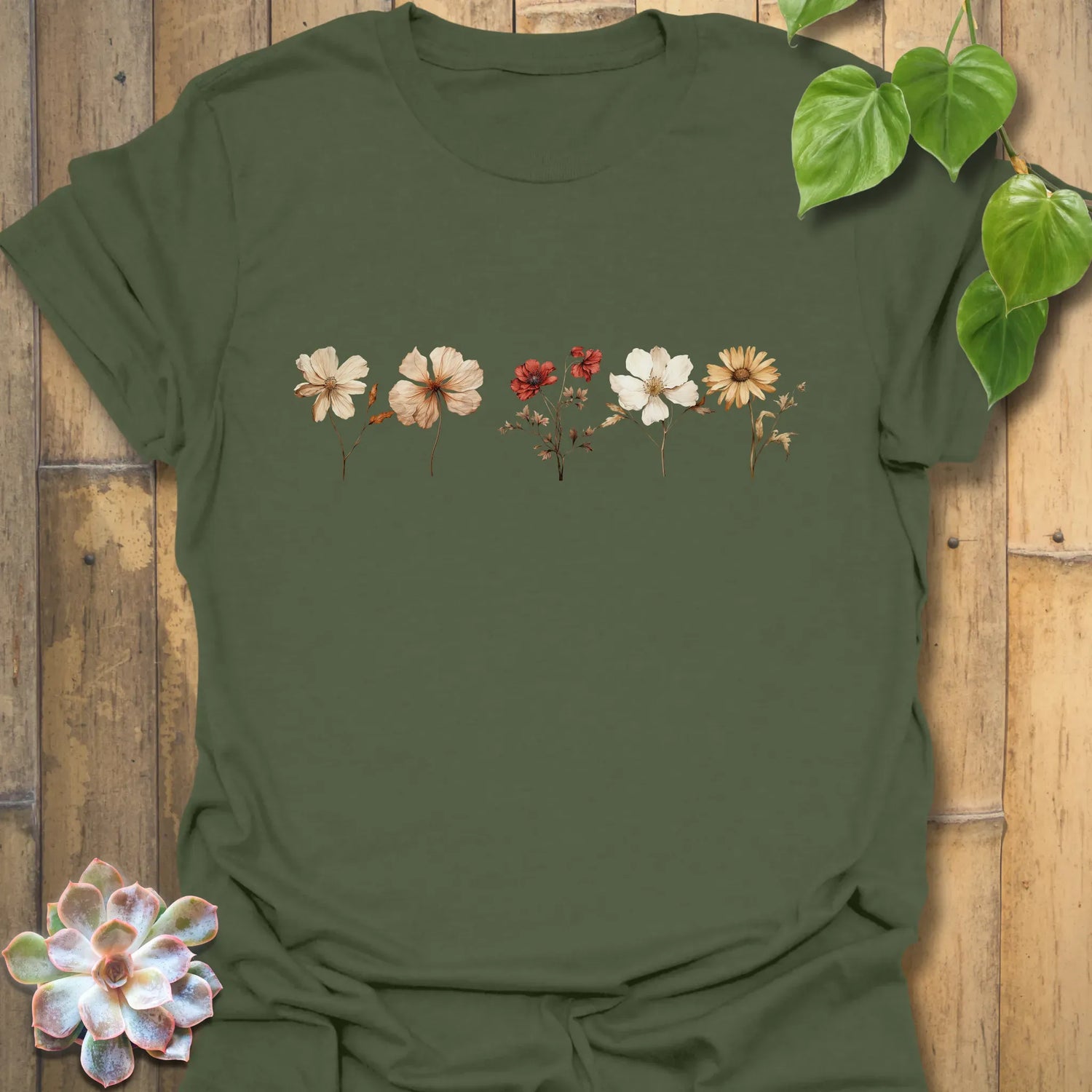 Dried flowers T-shirt Military Green / S T-Shirt