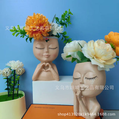 Home storage, courtyard, garden, half-length succulent green plant flowerpots, resin craft decorative ornaments