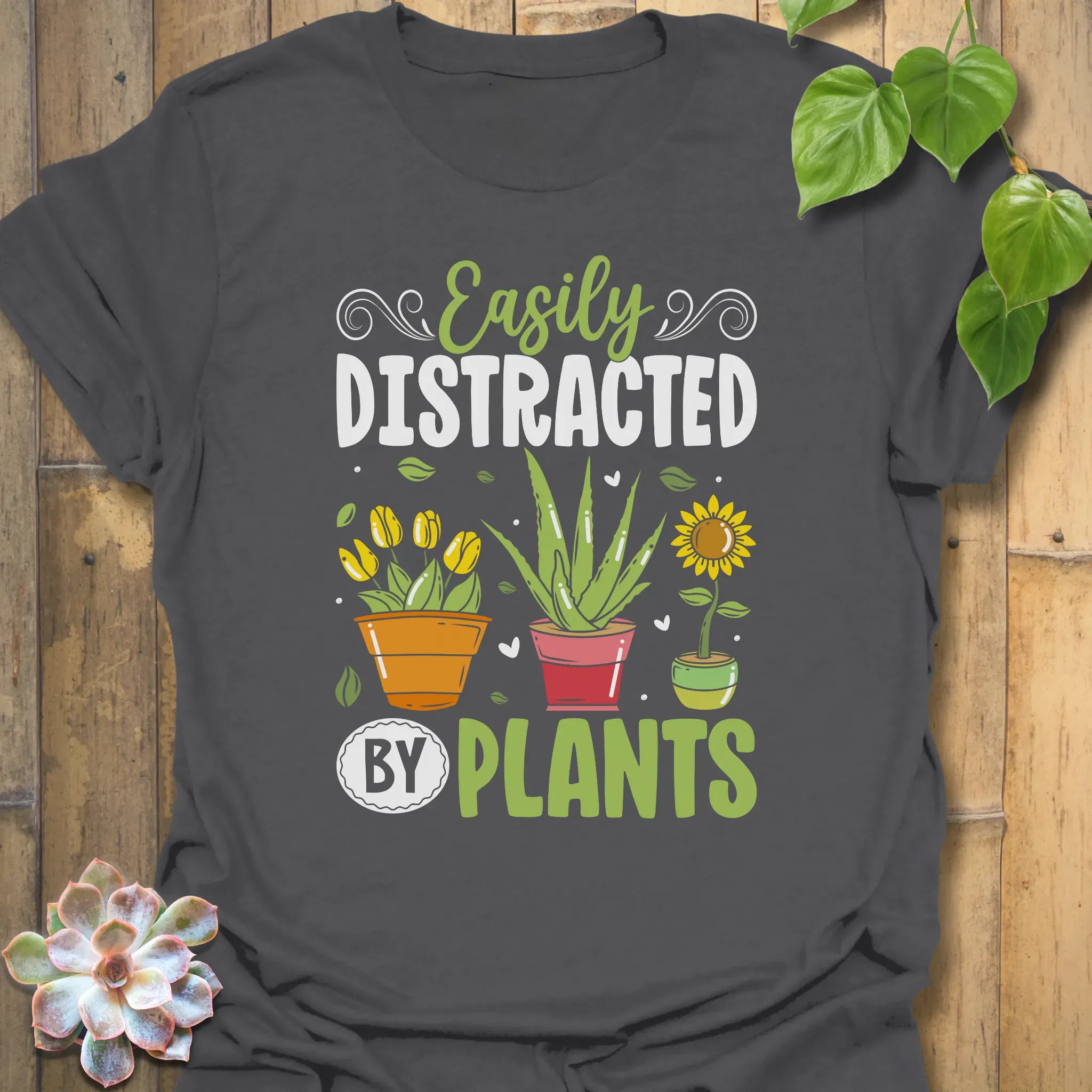 Easily Distracted By Plants T-Shirt Charcoal / S T-Shirt
