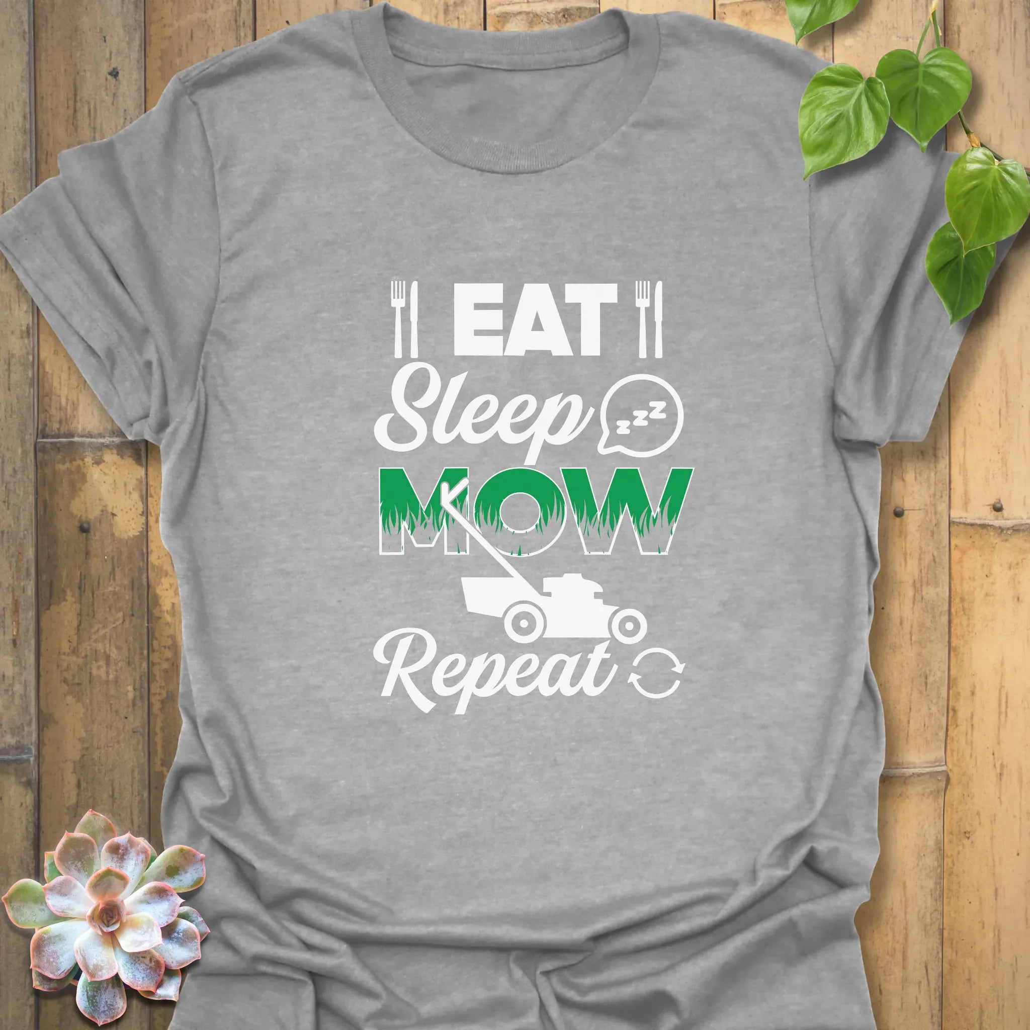 Eat Sleep Mow Repeat – T-shirt Sport Grey / S T-Shirt