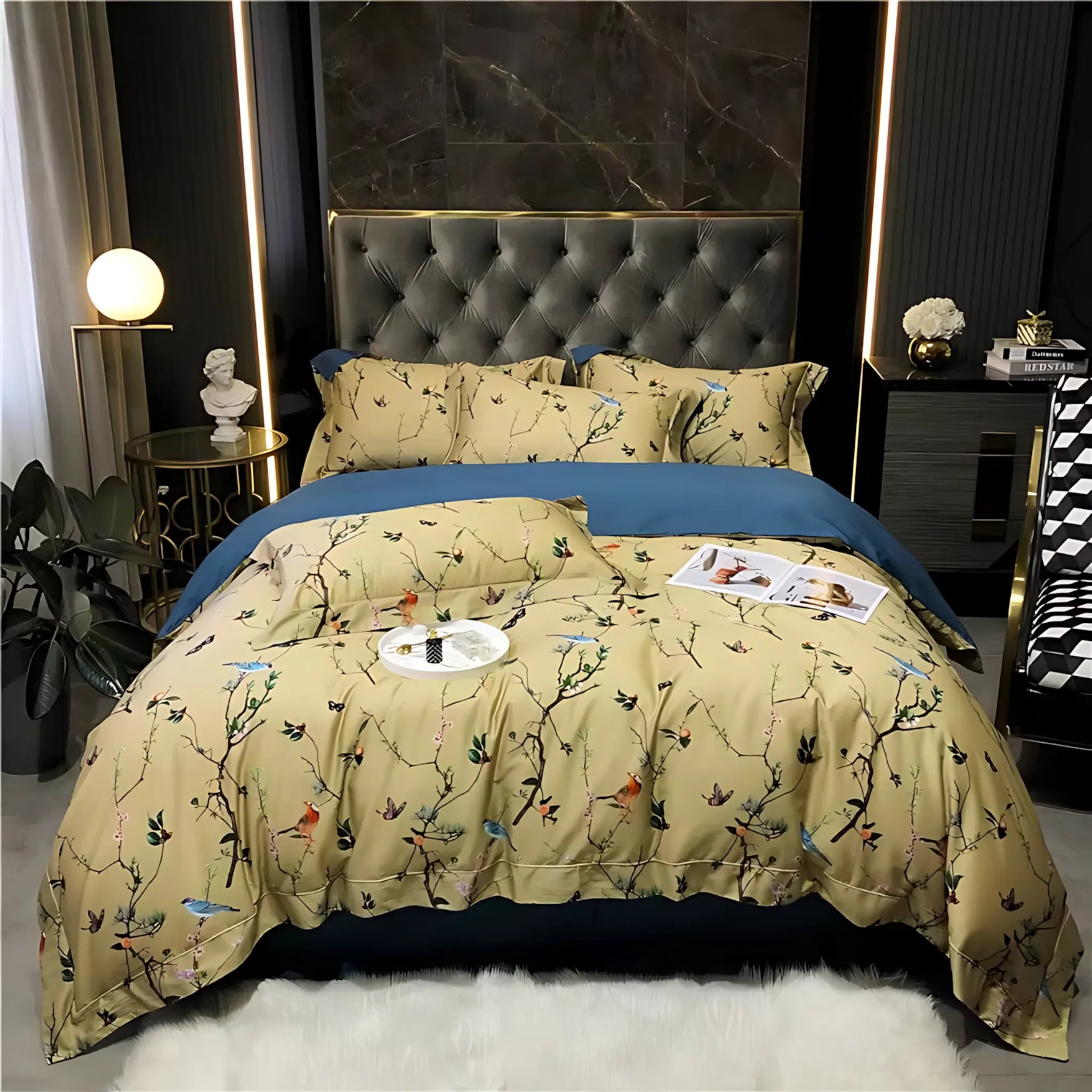 Egyptian Cotton Bedding Set – Floral Print 4Pcs Queen/King Color  2 / Queen 200X230cm 4pcs / Flat Bed Sheet Cotton Bedding