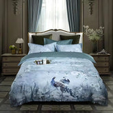 Egyptian Cotton Bedding Set – Floral Print 4Pcs Queen/King Color 3 / Queen 200X230cm 4pcs / Flat Bed Sheet Cotton Bedding