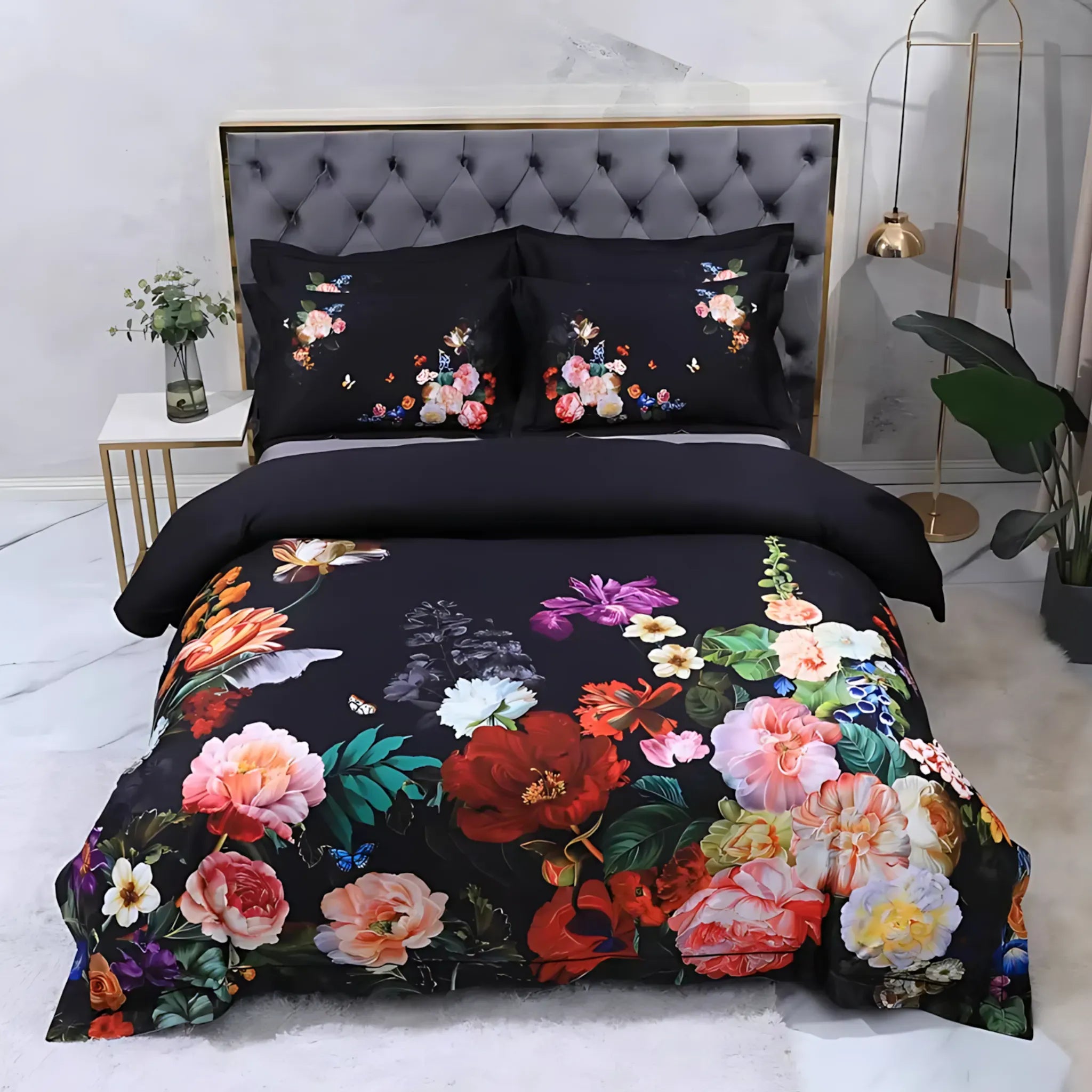 Egyptian Cotton Bedding Set – Floral Print 4Pcs Queen/King Color 7 / Queen 200X230cm 4pcs / Flat Bed Sheet Cotton Bedding