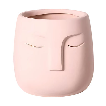 European Character Face Ceramic Planter A Flower Pot