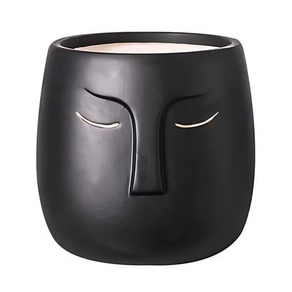 European Character Face Ceramic Planter D Flower Pot