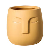 European Character Face Ceramic Planter E Flower Pot