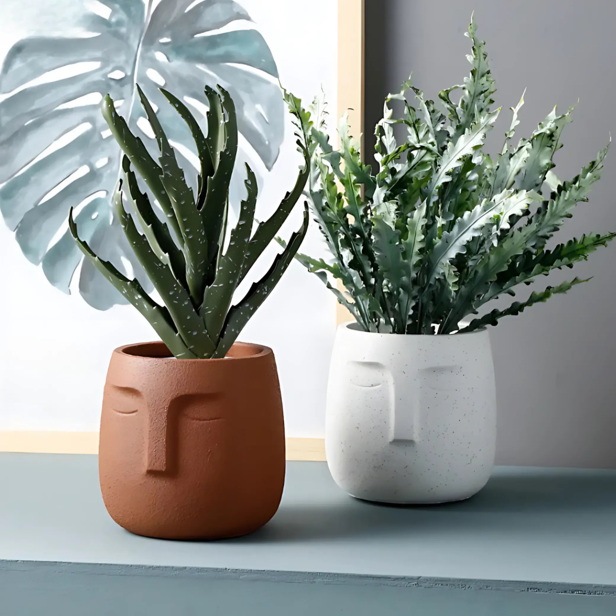 European Character Face Ceramic Planter Flower Pot