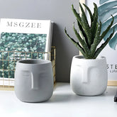 European Character Face Ceramic Planter Flower Pot