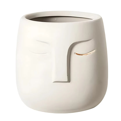 European Character Face Ceramic Planter G Flower Pot