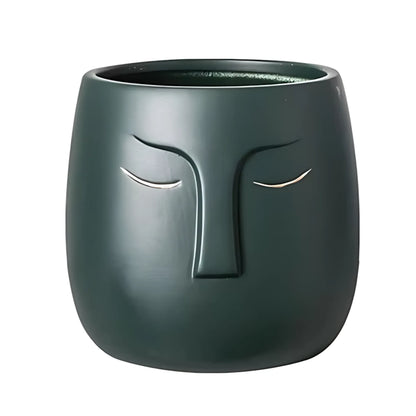 European Character Face Ceramic Planter H Flower Pot