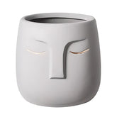 European Character Face Ceramic Planter K Flower Pot