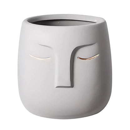 European Character Face Ceramic Planter K Flower Pot