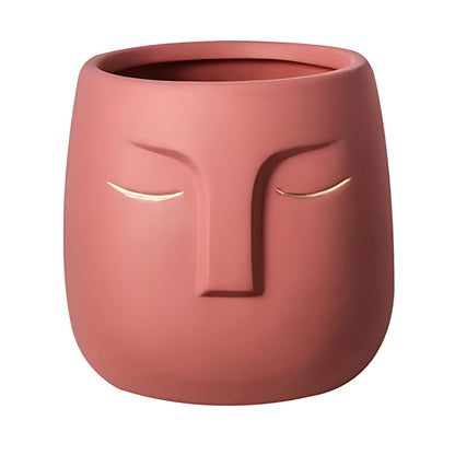 European Character Face Ceramic Planter O Flower Pot