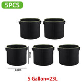 Fabric Grow Bags – 5Pcs Durable Felt Planters with Handles (3–10 Gal) 5 Gallon 33 X 29 CM Plant Pot