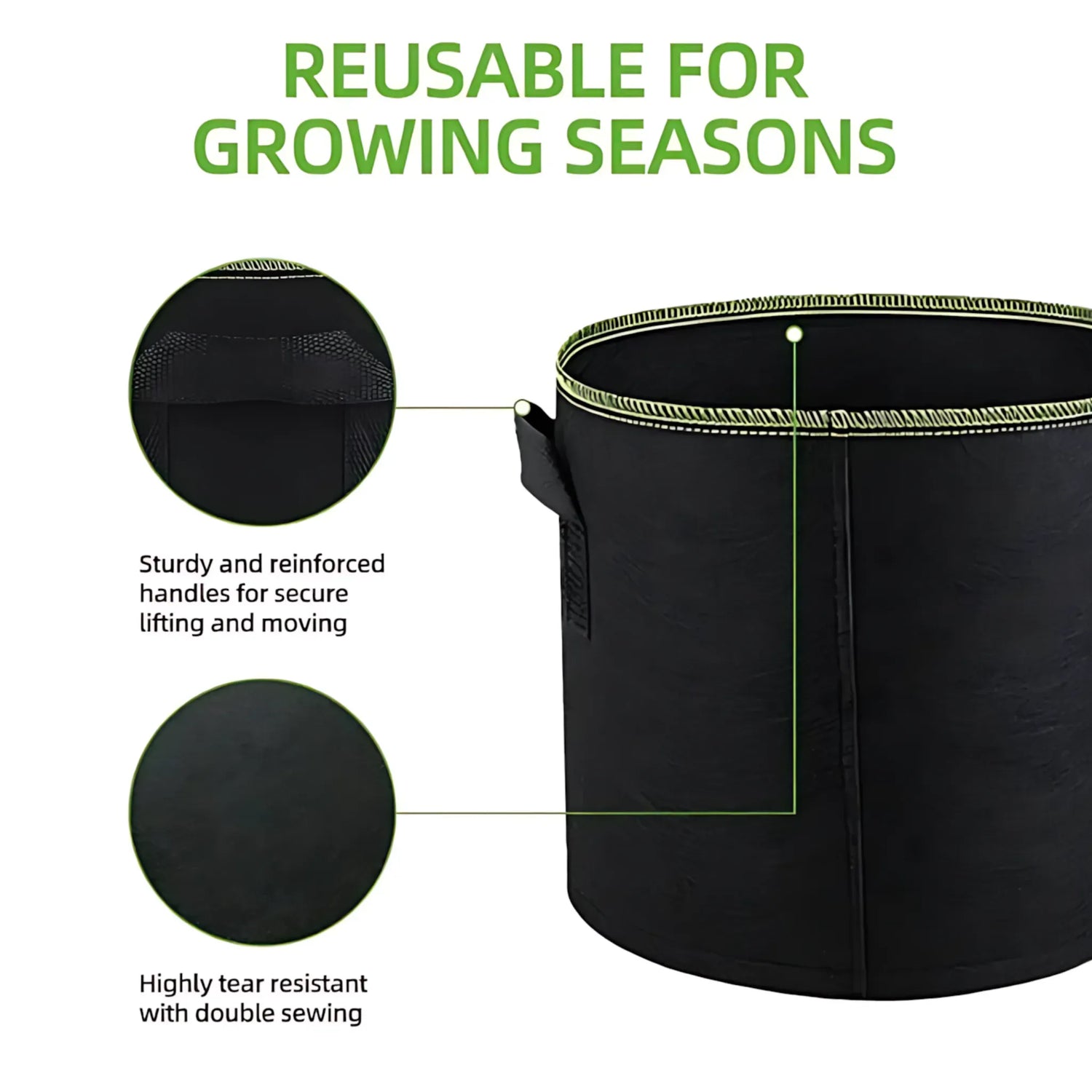 Fabric Grow Bags – 5Pcs Durable Felt Planters with Handles (3–10 Gal) Plant Pot