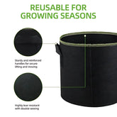 Fabric Grow Bags – 5Pcs Durable Felt Planters with Handles (3–10 Gal) Plant Pot