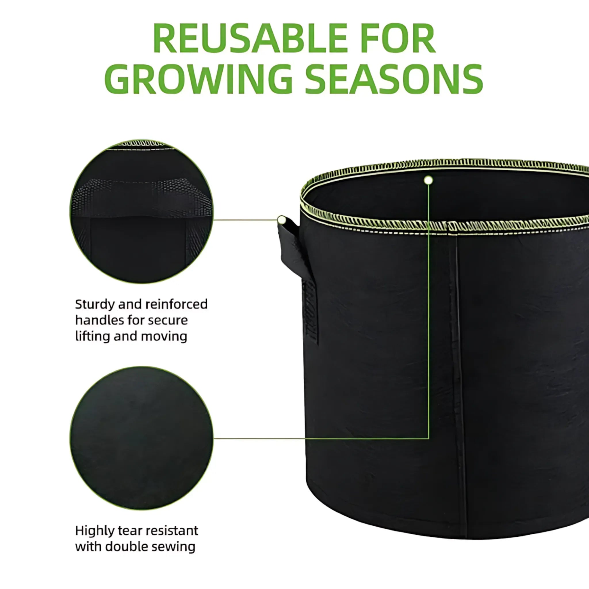 Fabric Grow Bags – 5Pcs Durable Felt Planters with Handles (3–10 Gal) Plant Pot