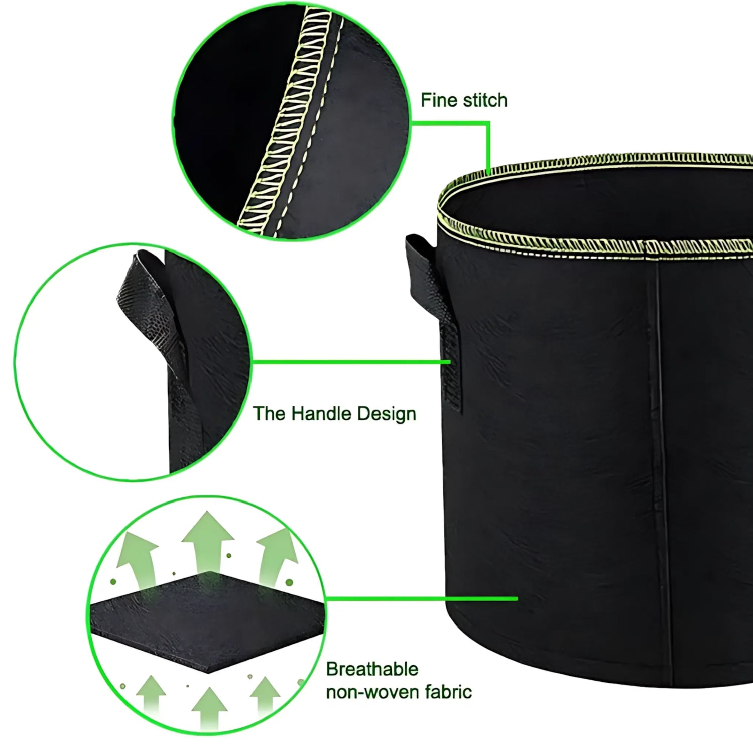 Fabric Grow Bags – 5Pcs Durable Felt Planters with Handles (3–10 Gal) Plant Pot