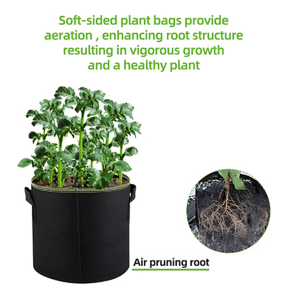 Fabric Grow Bags – 5Pcs Durable Felt Planters with Handles (3–10 Gal) Plant Pot