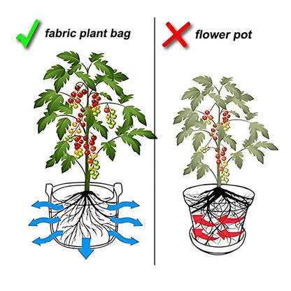 Fabric Grow Bags – 5Pcs Durable Felt Planters with Handles (3–10 Gal) Plant Pot