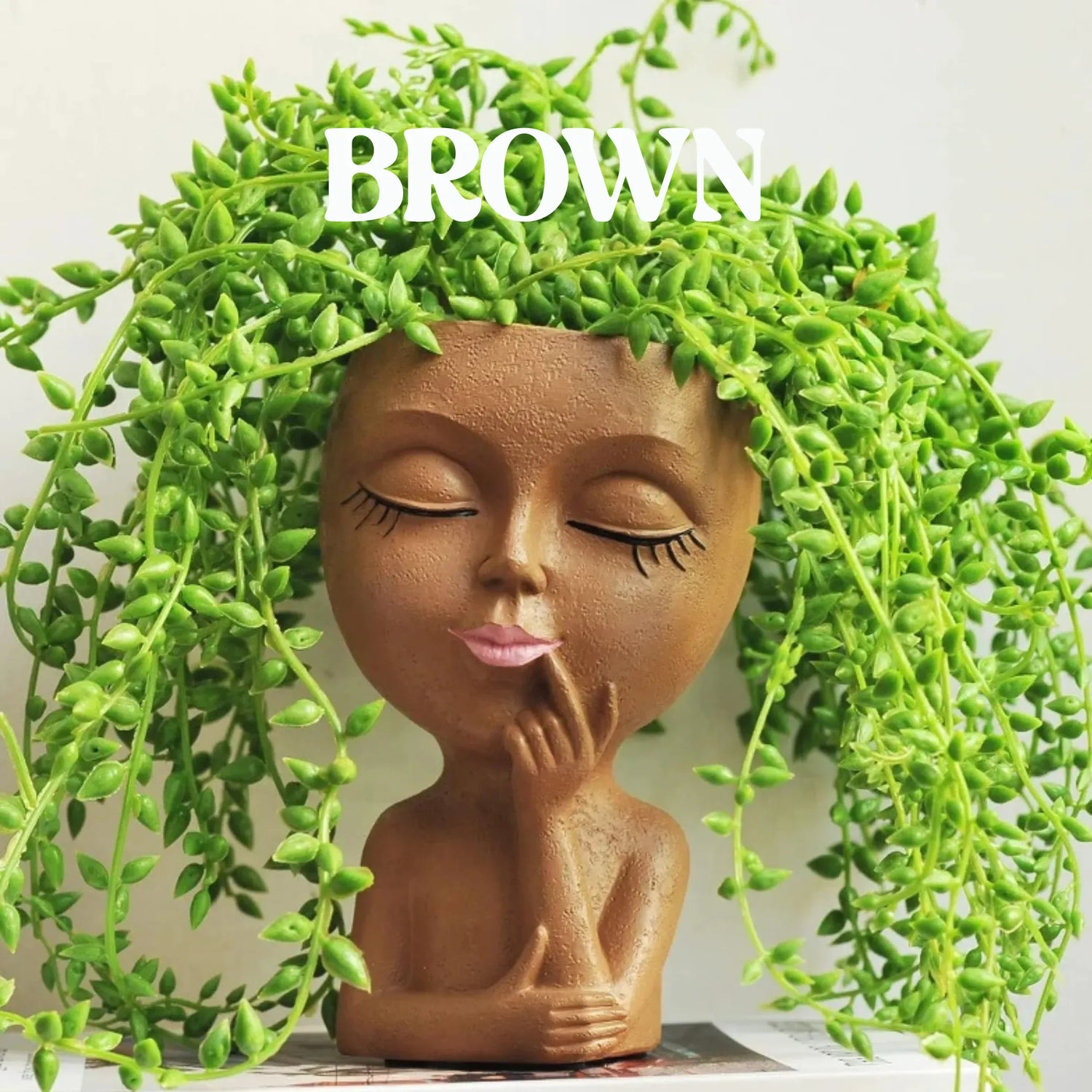 Face Planter Pot Brown Pot Plant Holder