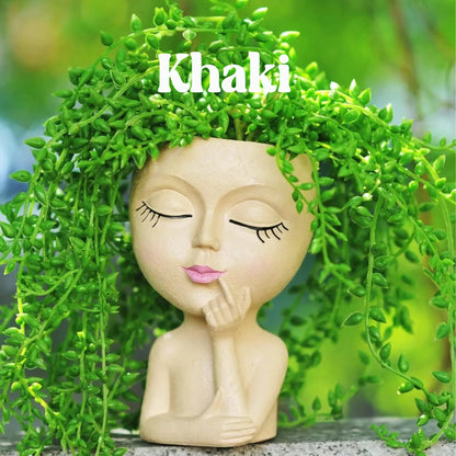 Face Planter Pot Khaki Pot Plant Holder