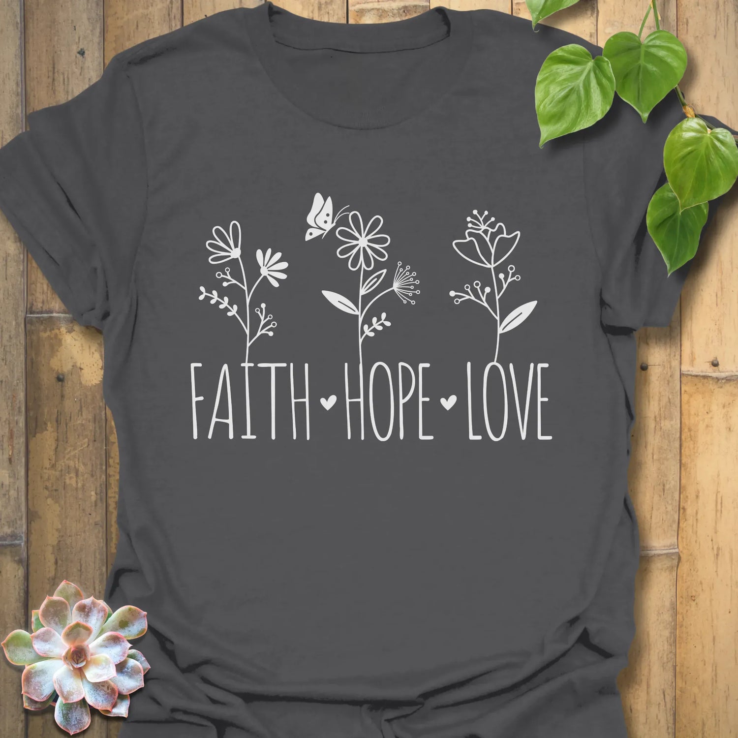 Faith, Hope, Love T-shirt Charcoal / S T-Shirt