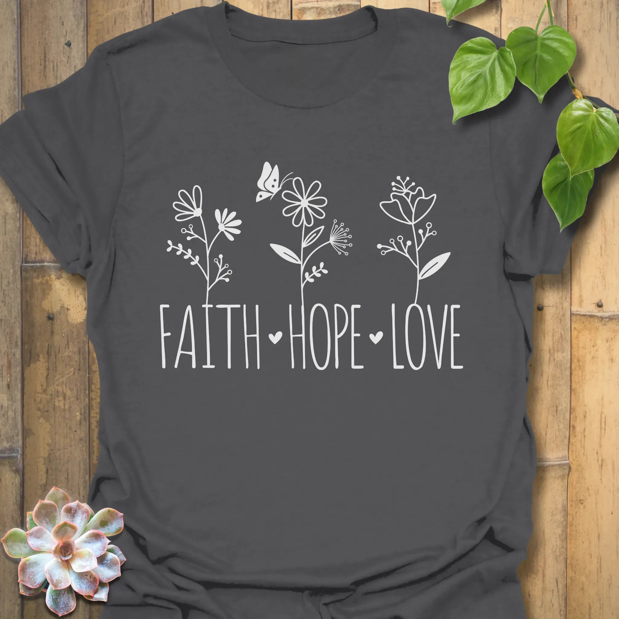 Faith, Hope, Love T-shirt Charcoal / S T-Shirt