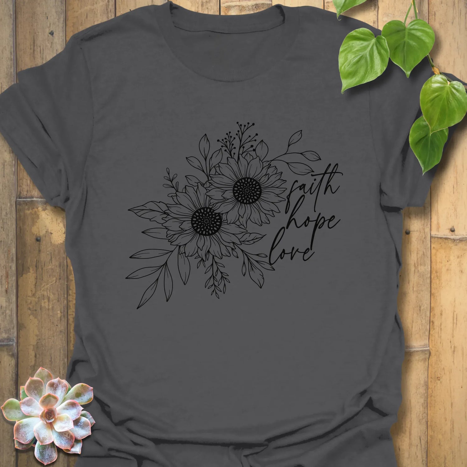 Faith, Hope, Love T-shirt Charcoal / S T-Shirt