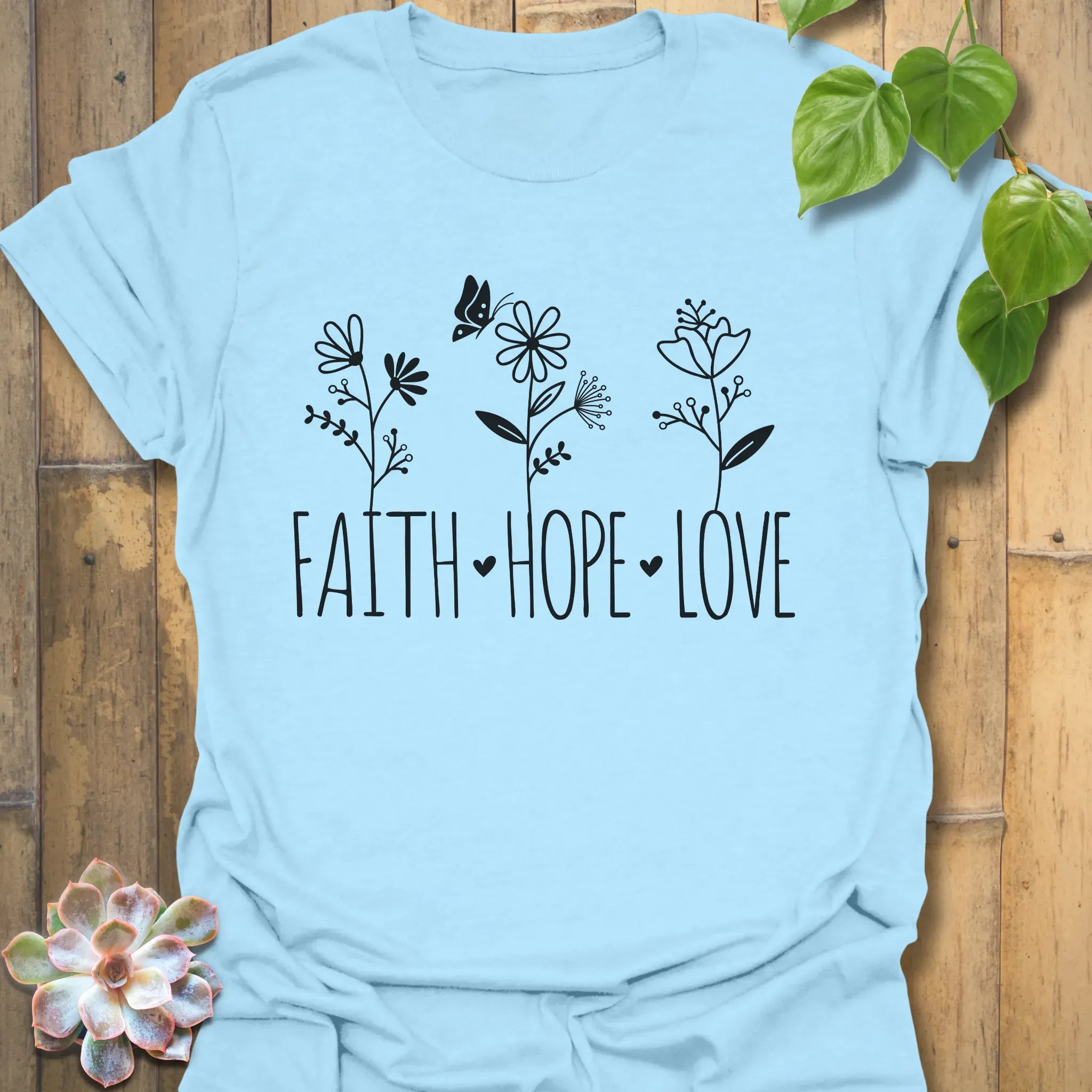 Faith, Hope, Love T-shirt Light Blue / S T-Shirt