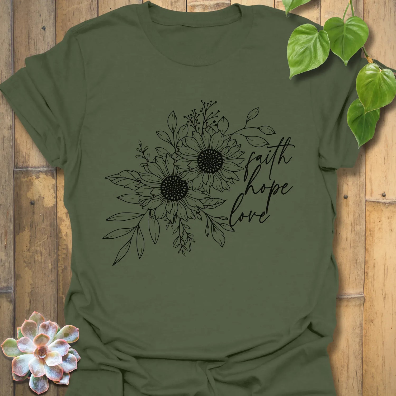 Faith, Hope, Love T-shirt Military Green / S T-Shirt