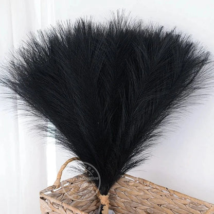 Faux Pampas Grass Decor 15 or 30Pcs | Boho Decor Black / 15pcs Artificial Plants