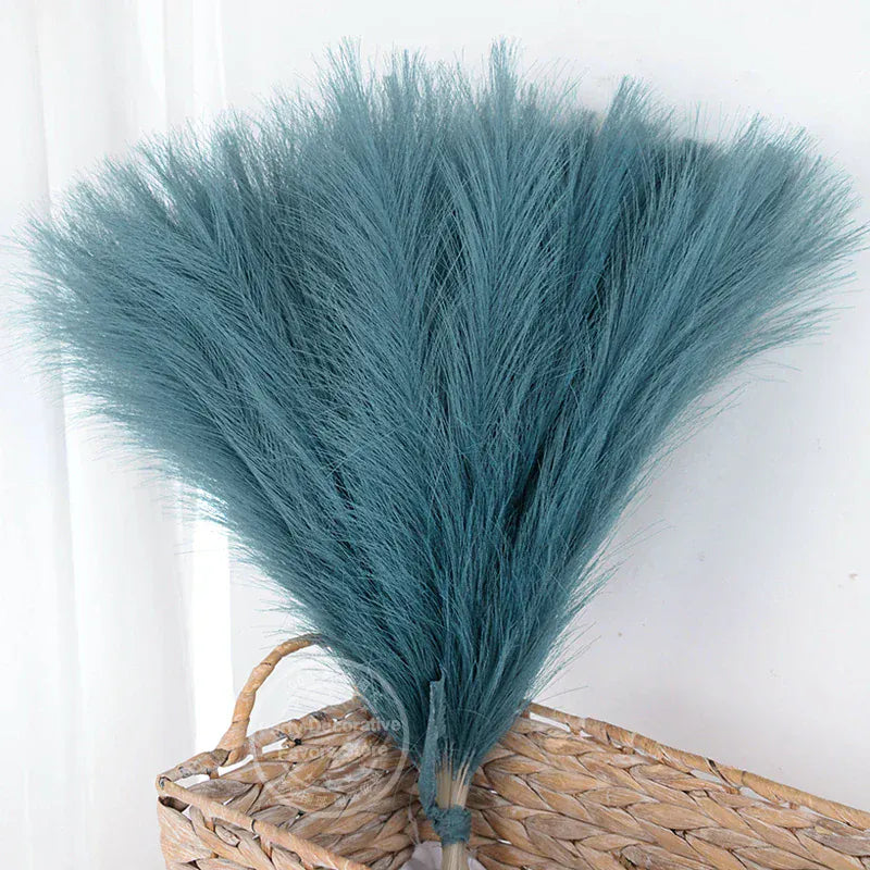 Faux Pampas Grass Decor 15 or 30Pcs | Boho Decor Blue / 15pcs Artificial Plants