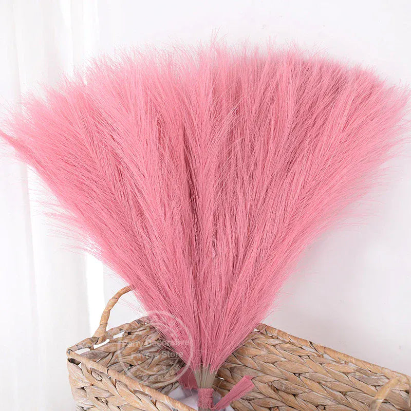 Faux Pampas Grass Decor 15 or 30Pcs | Boho Decor Dark Pink / 15pcs Artificial Plants